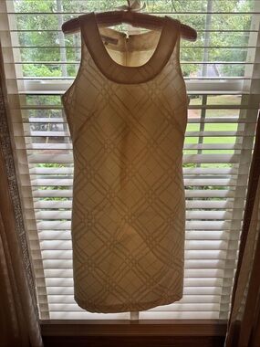 Evan Picone Sleeveless Cream Textured Shift Dress - Elegant Everyday